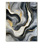 Sophisticated Wavy Black Gray Gold Rug