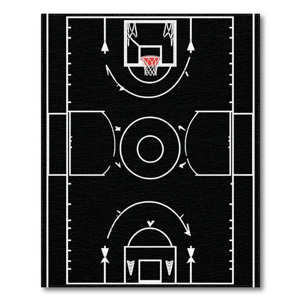 Sporty Basketball Court Black & White Rug(White)