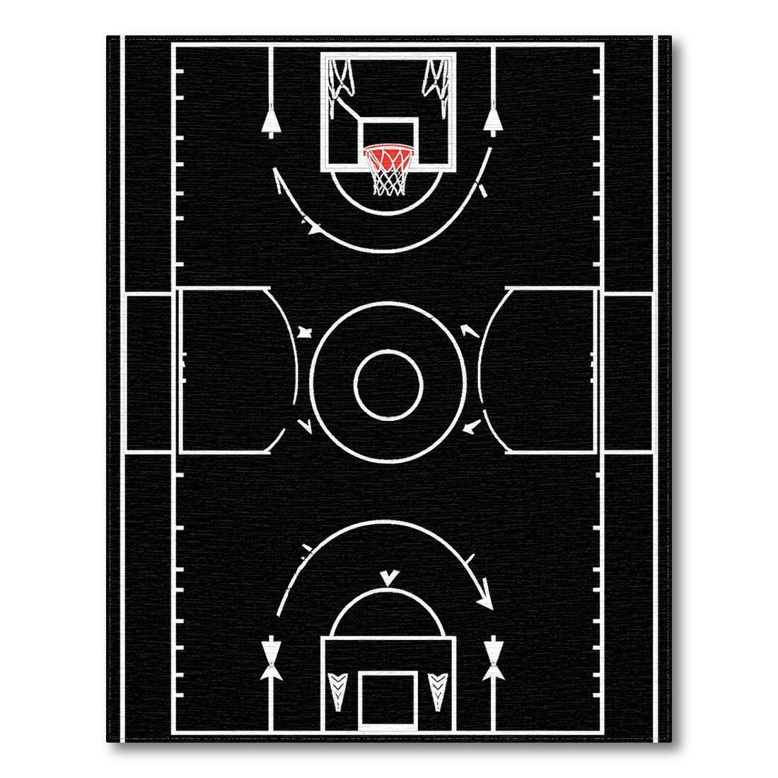 Sporty Basketball Court Black & White Rug(White)