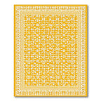 Sunny Yellow Ornate Floral Cheerful Rug(Yellow)