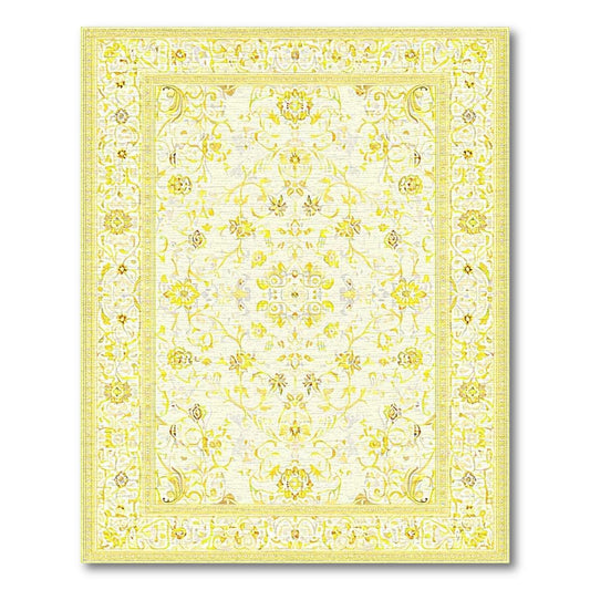 Sunshine Yellow Ornate Floral Rug(Yellow)