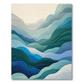 Teal and Blue Wave-Printed Serene Rug(Blue)