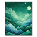 Teal Celestial Landscape Tranquil Rug(Green)