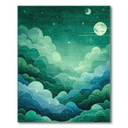 Teal Celestial Landscape Tranquil Rug(Green)
