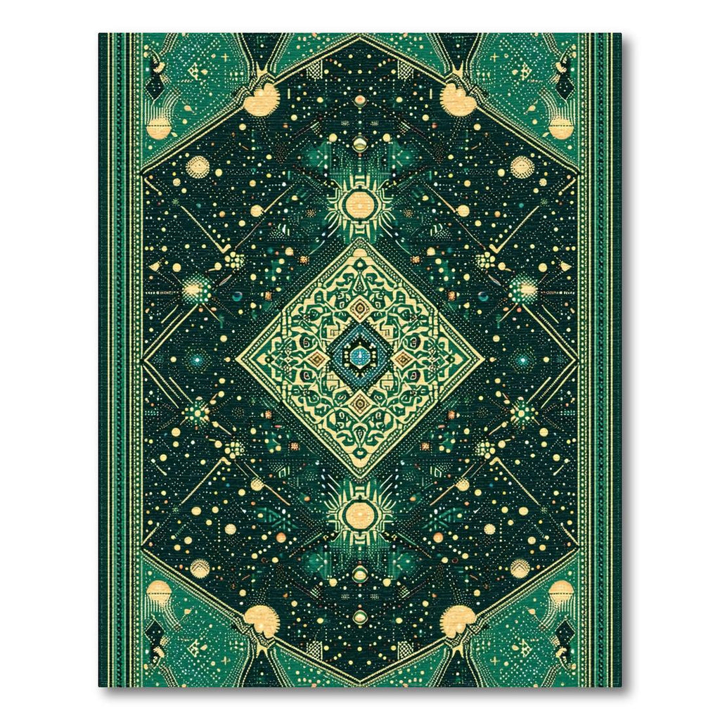 Teal & Gold Cosmic Mystical Rug(Green)