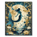 Teal & Gold Enchanted Underwater Mermaid Rug(Blue)