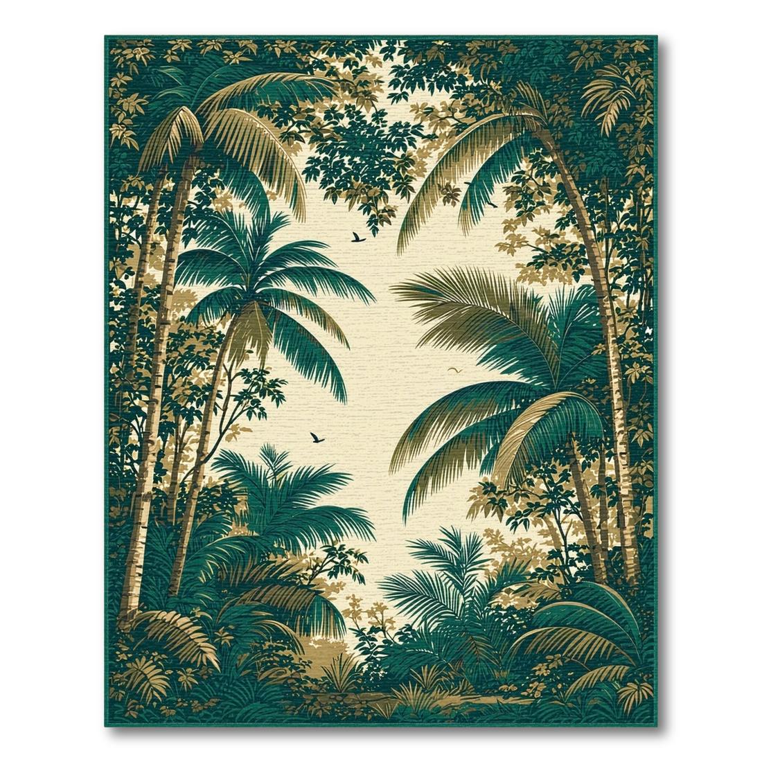 Teal & Gold Lush Jungle Rug(Beige)