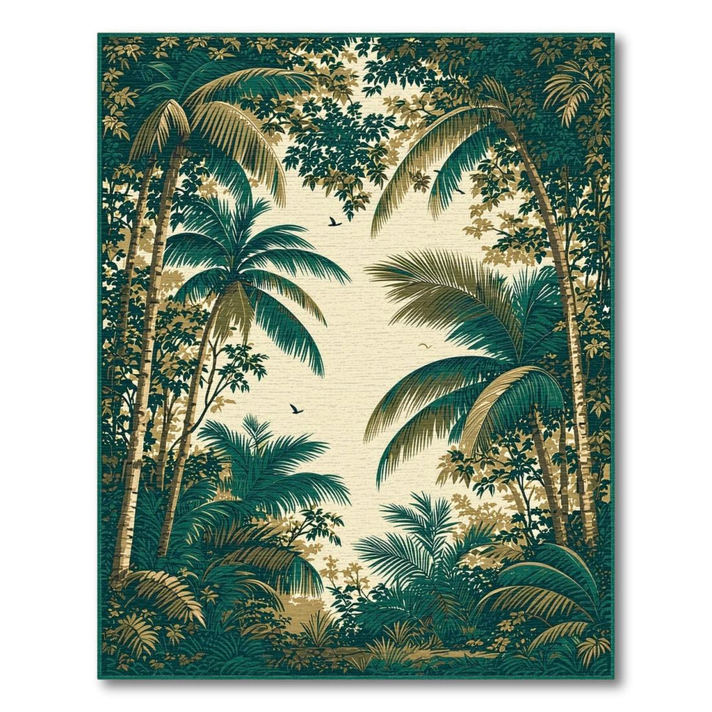 Teal & Gold Lush Jungle Rug(Beige)