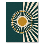 Teal Gold Sunburst Retro Rug(Green)