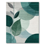 Teal Green Abstract Leaf Serene Rug