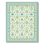 Teal & Green Floral Cheerful Rug(White)