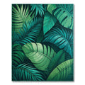 Teal-Green Tropical Leaves Vibrant Rug