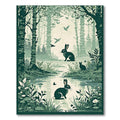 Teal-Green Woodland Serene Rug(Gray)