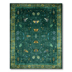 Teal Insect & Floral Whimsical Rug(Green)