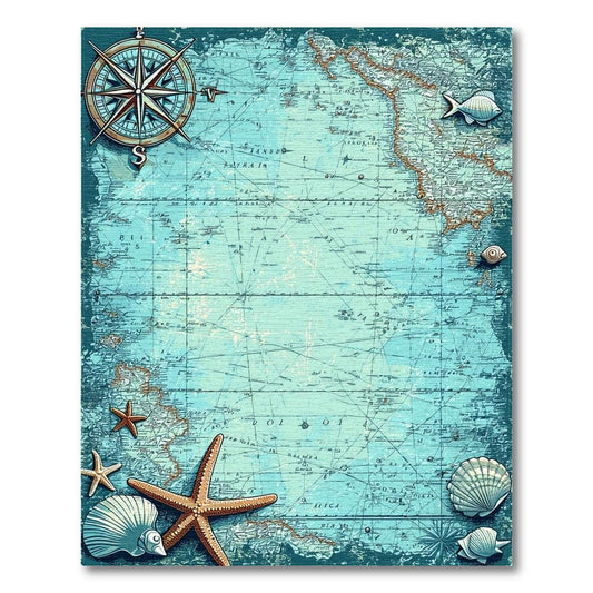 Teal Nautical Map Adventure Rug(Turquoise)