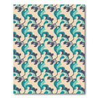 Teal Navy Wavy Modern Rug(Beige)