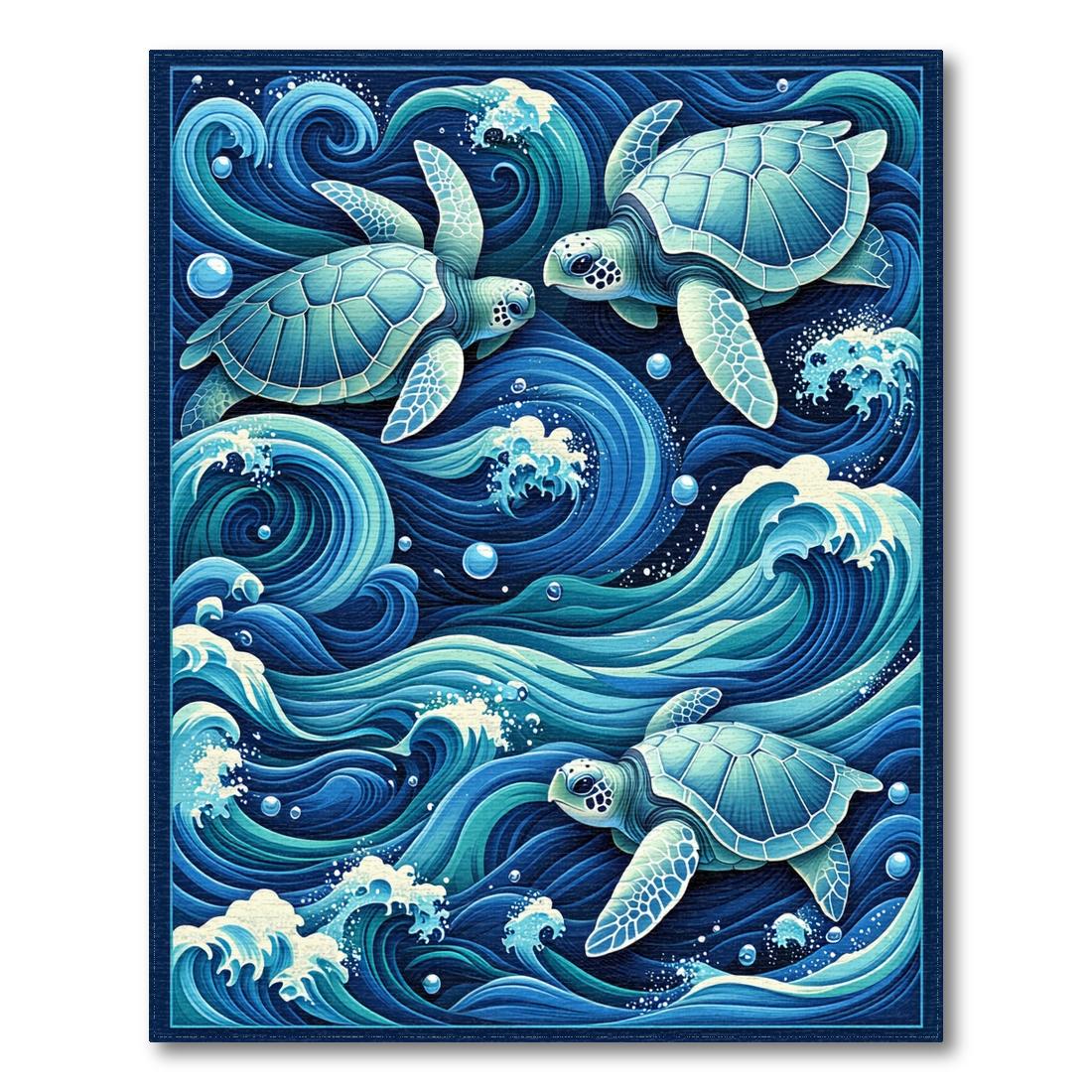 Teal Ocean Turtles Calming Rug