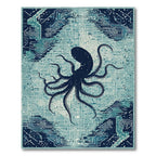 Teal Octopus Circuit Futuristic Rug