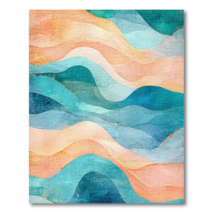 Teal & Peach Wave Tranquil Rug