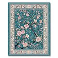 Teal Pink Blossom Branches Serene Rug(Blue)