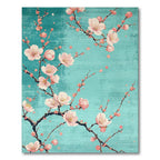 Teal Pink Cherry Blossom Serene Rug(Blue)