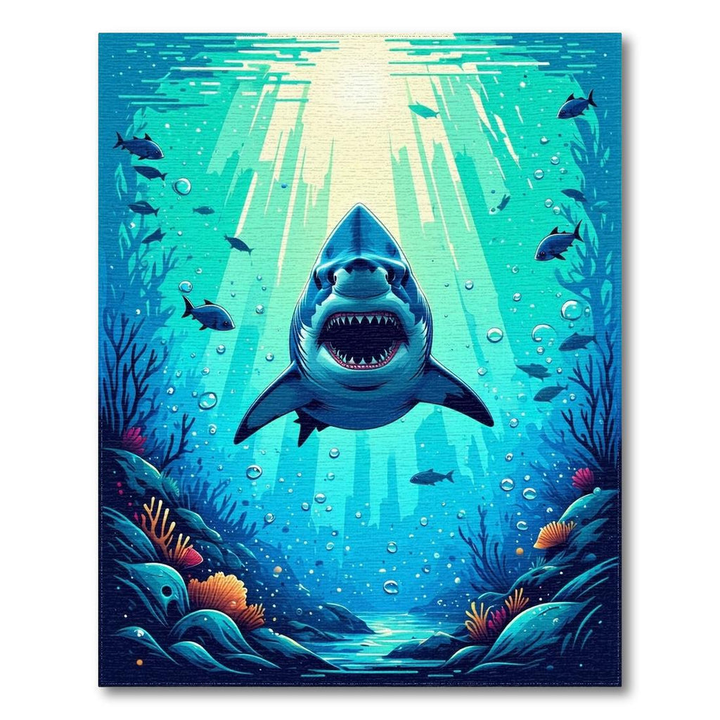 Teal Underwater Vibrant Shark Rug