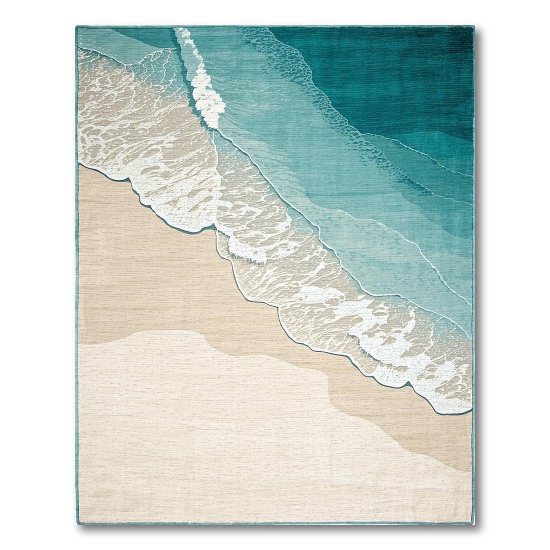 Teal Wave Coastal Tranquil Rug