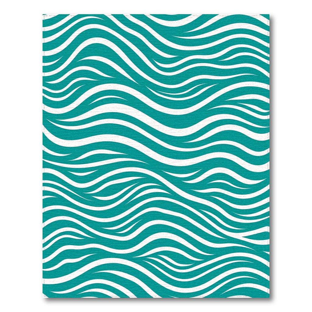 Teal wave-patterned serene rug