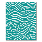 Teal wave-patterned serene rug