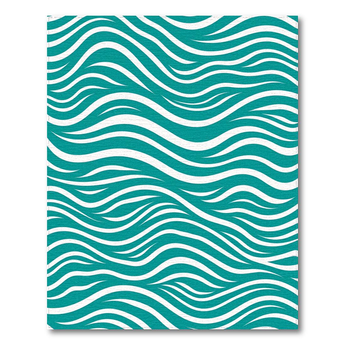 Teal wave-patterned serene rug(Blue)