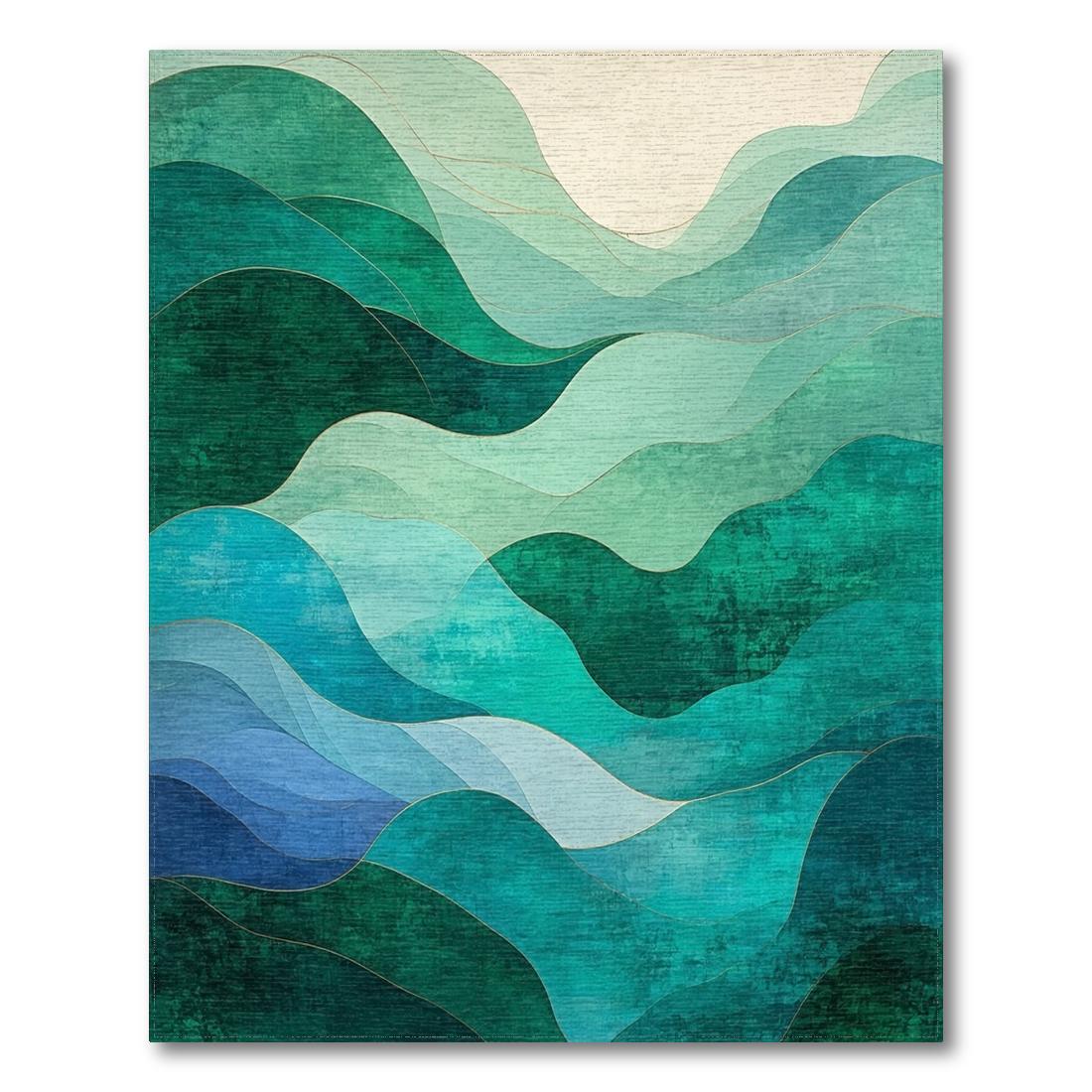 Teal and Green Wave Rug