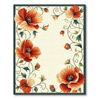 Terracotta Cream Floral Romantic Rug(Red)