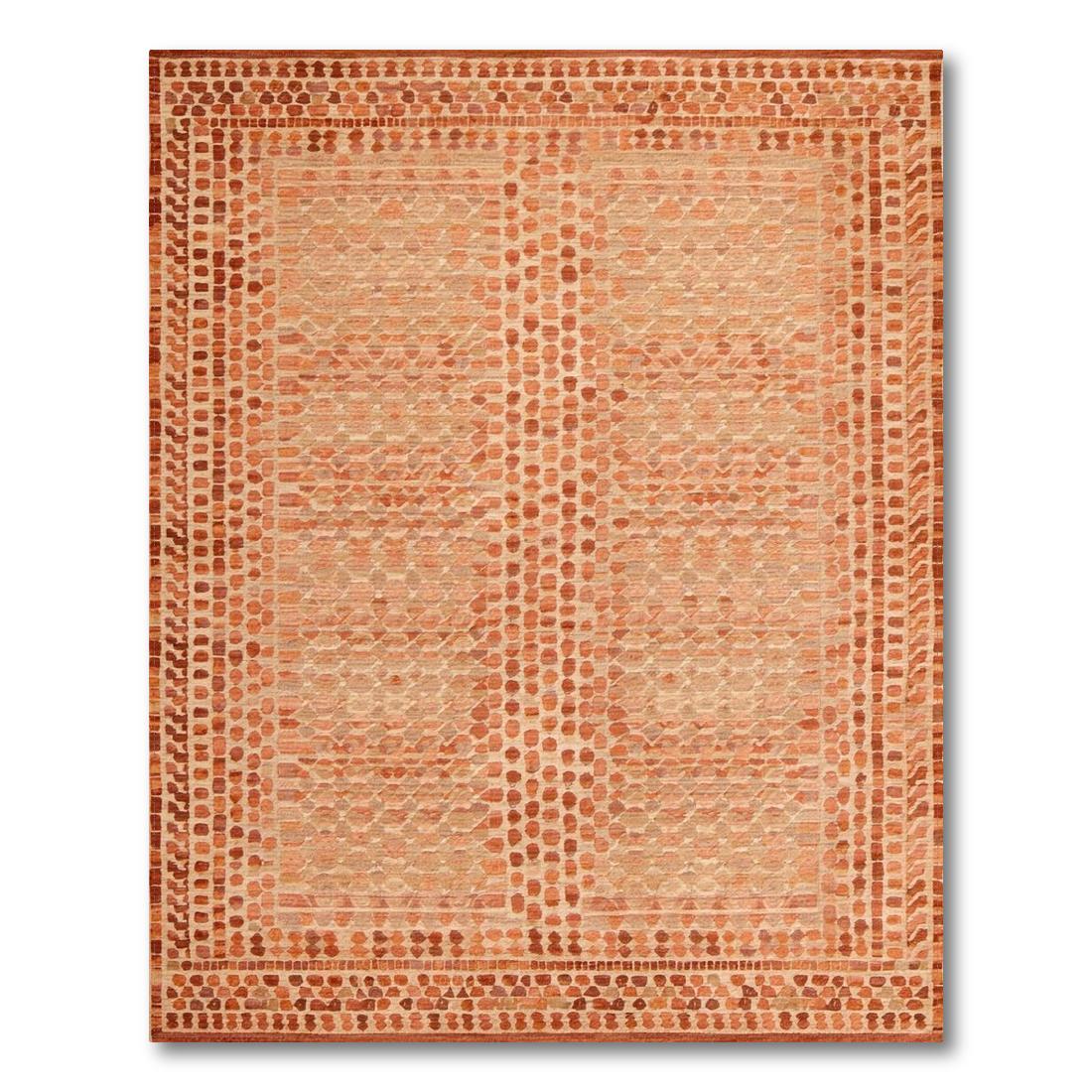 Terracotta Geometric Earthy Rug(Beige)