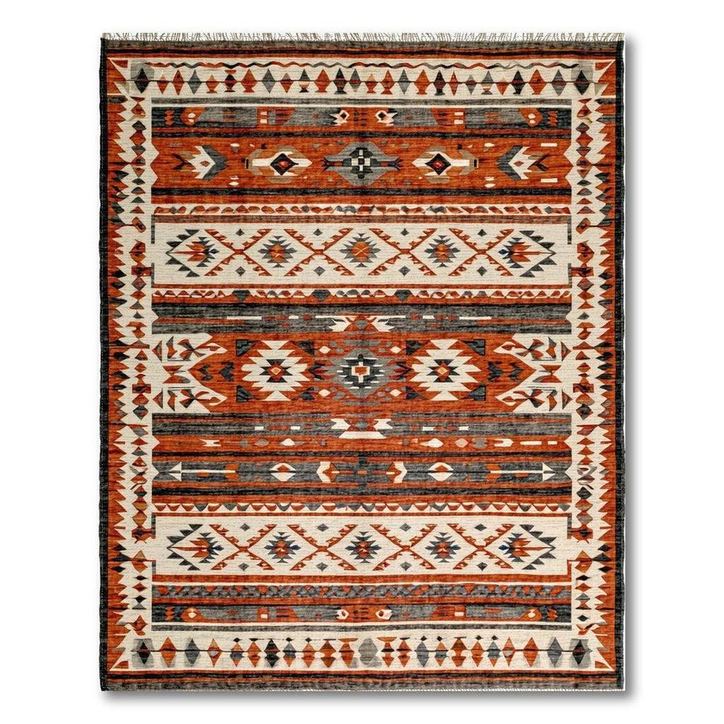 Terracotta Tribal Geometric Warm Rug(Red)