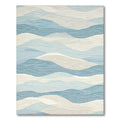 Tranquil Blue and White Wave Rug