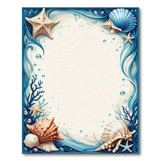 Tranquil Blue Coastal Border Rug(Blue)