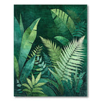 Tranquil Green Tropical Leaves Rug