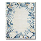 Tranquil Seashell Coral Border Rug(Ivory)