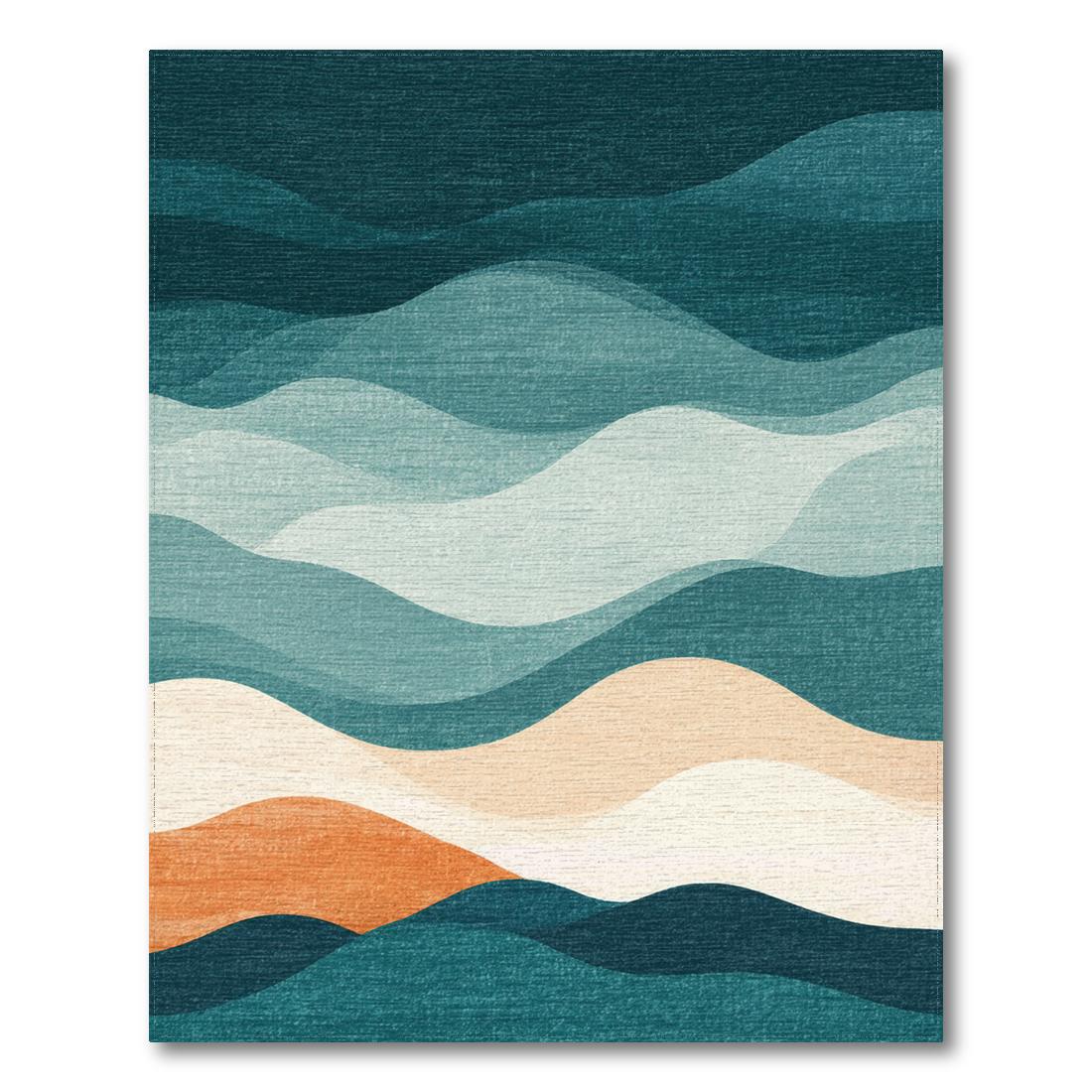 Tranquil Teal Wave Rug(Orange)