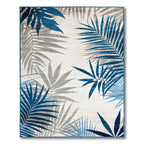 Tropical Blue Palm Leaf Rug