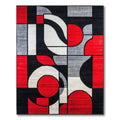 Vibrant Abstract Geometric Red-Black Gray Rug