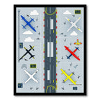 Vibrant Aviation Runway Playful Rug(Gray)