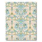 Vibrant Blue-Gold Floral Rug(Ivory)