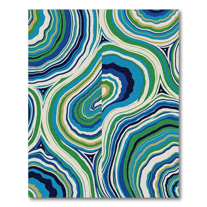 Vibrant blue-green swirling rug(Blue)