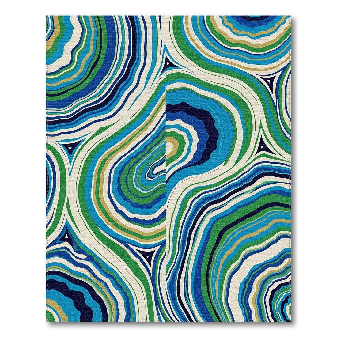 Vibrant blue-green swirling rug(Blue)