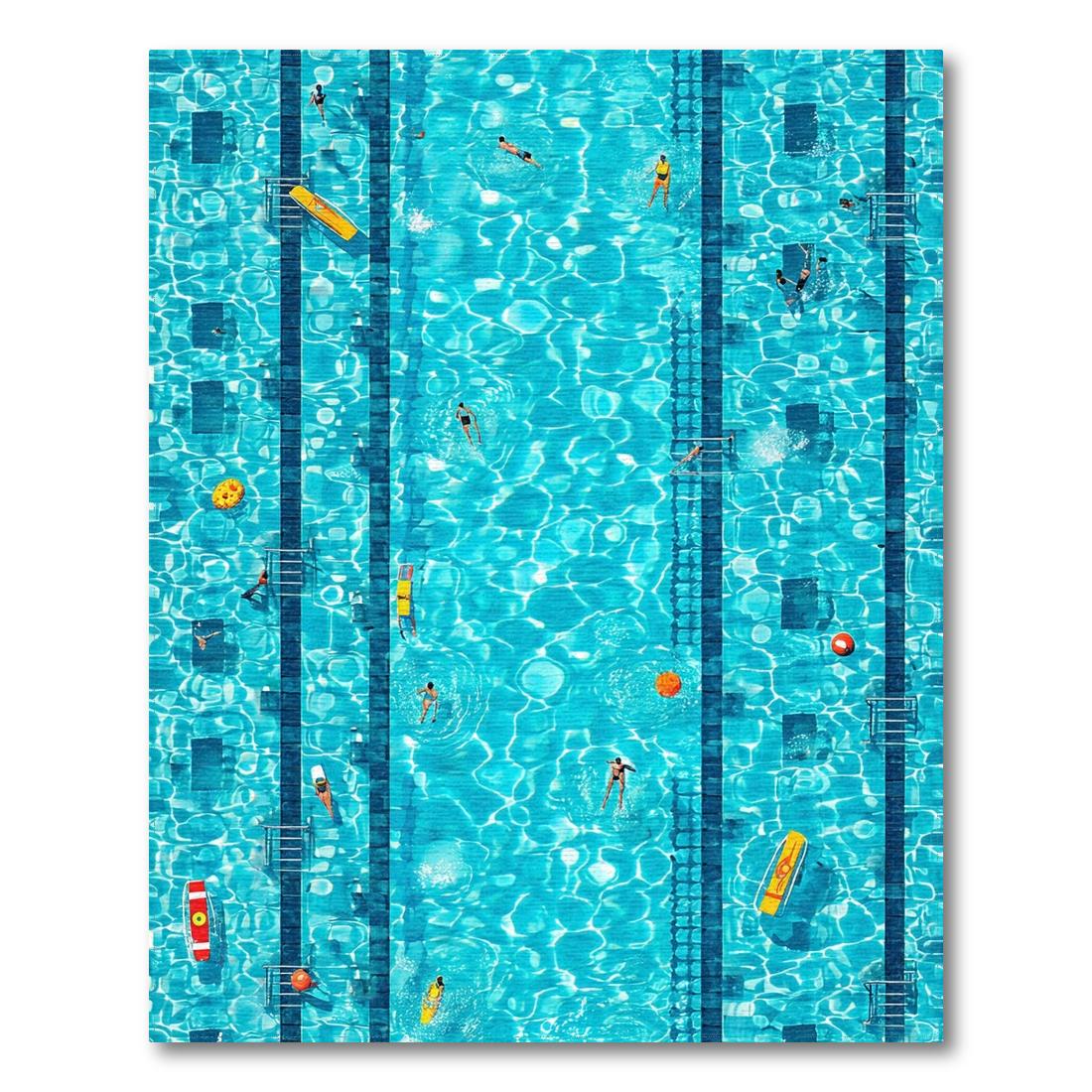 Vibrant Blue Pool Lane Lively Rug