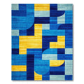 Vibrant blue-yellow geometric modern rug