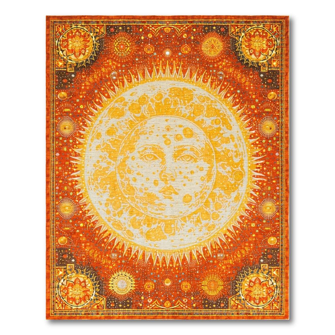 Vibrant Celestial Orange Gold Rug(Gold)