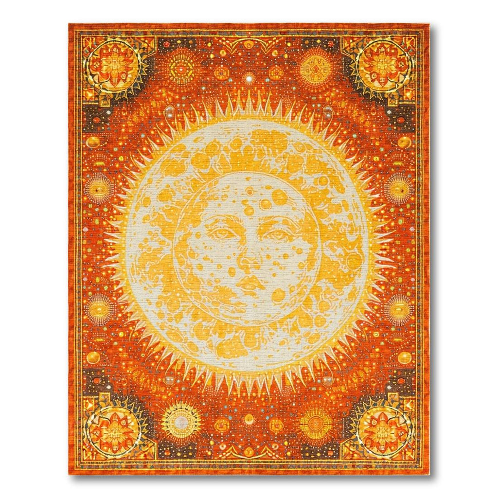 Vibrant Celestial Orange Gold Rug(Gold)