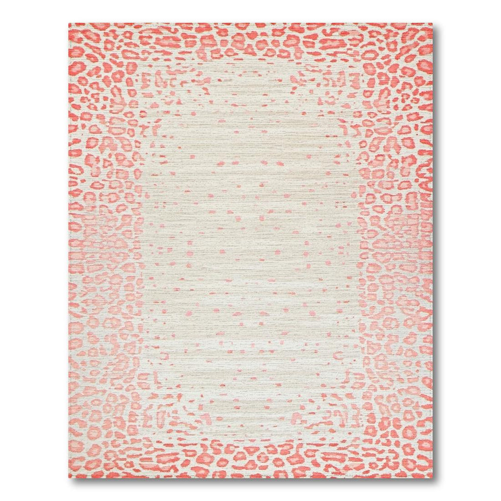 Vibrant Coral Leopard Print Rug(Pink)